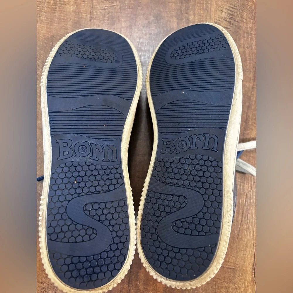 Born Blue Leather Sneakers Side Zip Lace Up Comfort‎ Shoes Men 9.5